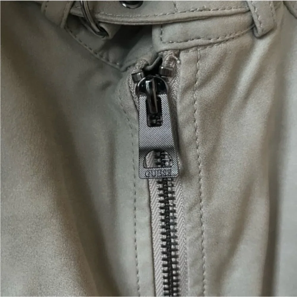 Guess NWT Mens Grey Quilted motorcycle drew suedes Jacket size XS - Picture 5 of 12